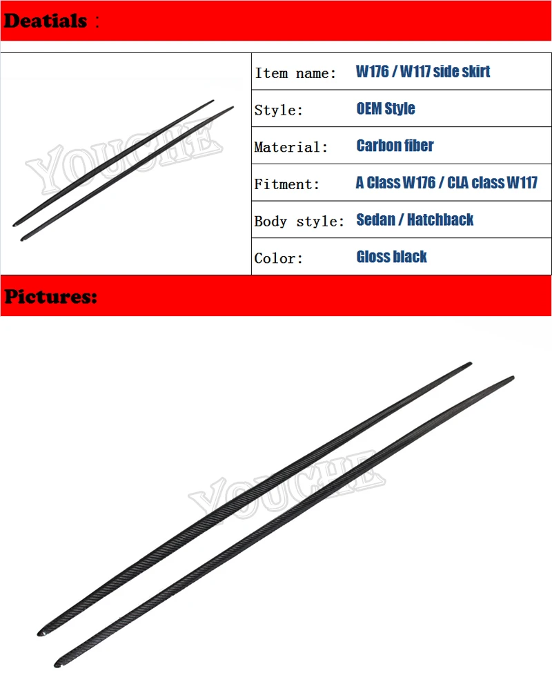 OEM из углеродного волокна сторона юбки бампер губы для Mercedes W176 A класс cla класс W117 2013 по настоящее время A45 CLA45 AMG