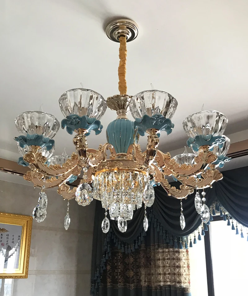 Lustre de Cristal para Sala Lustre de Cristal Conduziu a Lâmpada do Teto Luxo Estar Clássico Luminárias Quarto Lâmpada Ouro Cristal 13 Cheap Lustres