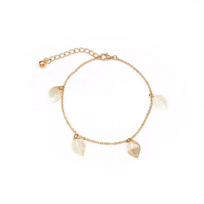 

New Fashion Leaf Pendant Anklet Bracelet for Women Summer Beach Simple Adjustable Anklets Bohemian Jewelry