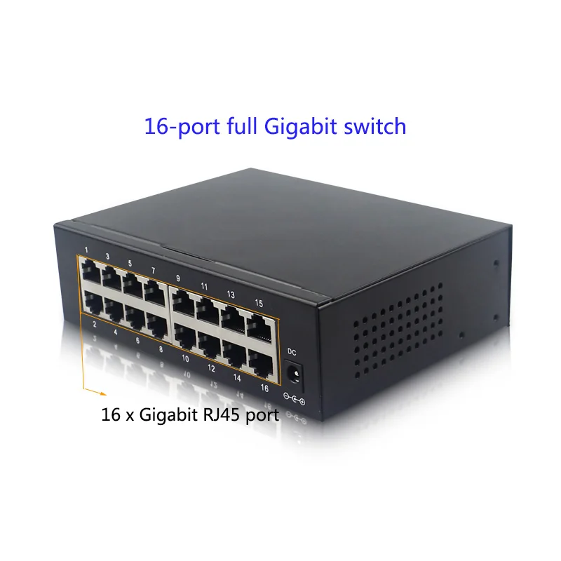 16 портовый гигабитный коммутатор 10/100/1000 Мбит/с полнодуплексный Ethernet