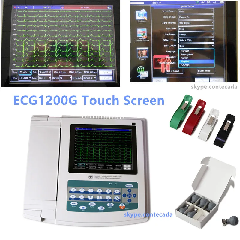 

CONTEC ECG1200G Digital 12 channel/lead EKG+PC Sync software, Electrocardiograph CE,FDA