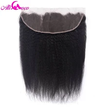 Али Коко бразильские кудрявые прямые волосы 13X4 уха до уха Кружева Фронтальная 8-20 дюймов не Реми человеческие волосы Закрытие с волосами младенца