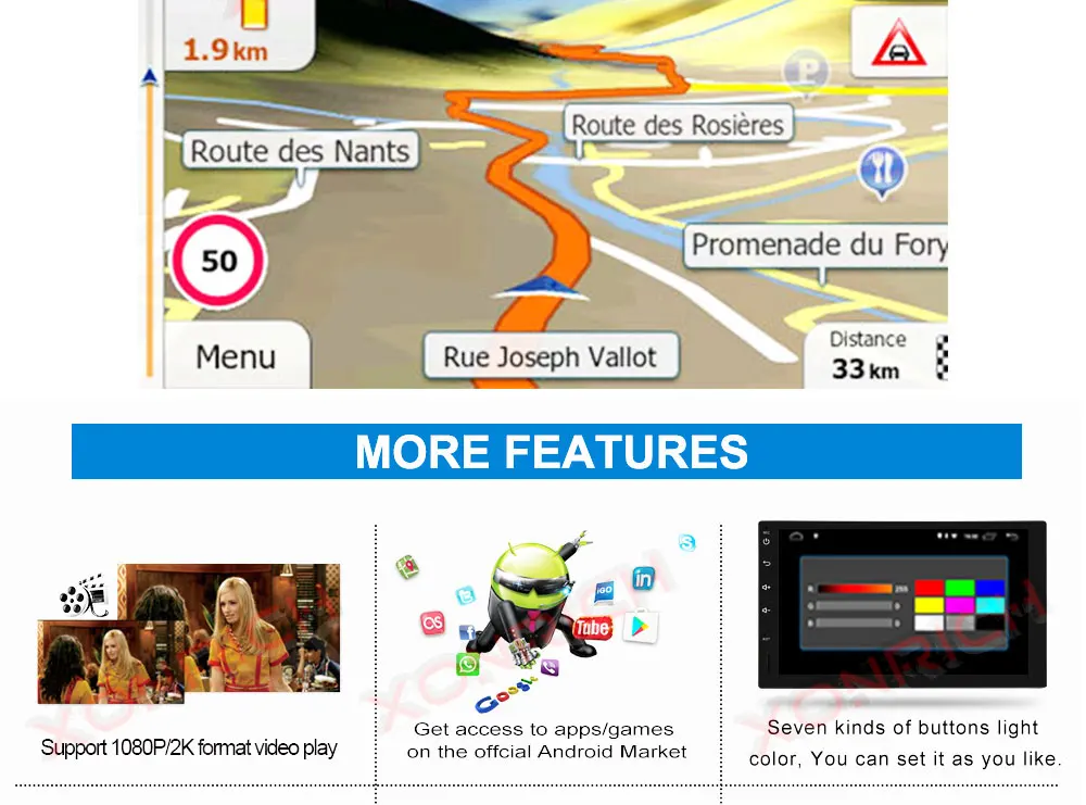 Sale Autoradio Double Din Android 9.0 Universal Car Multimedia Player Stereo Head unit NO DVD Quad Core Wifi GPS Navi 178mm*100mm 20