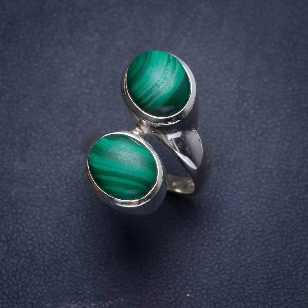 

Natural Malachite Handmade Unique 925 Sterling Silver Ring 6.75 Y4006