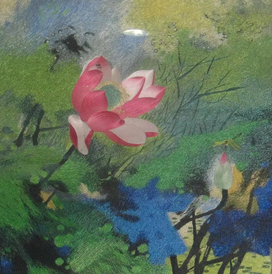 

Fine Chinese silk embroidery art painting lotus wall decor Suzhou Embroidery