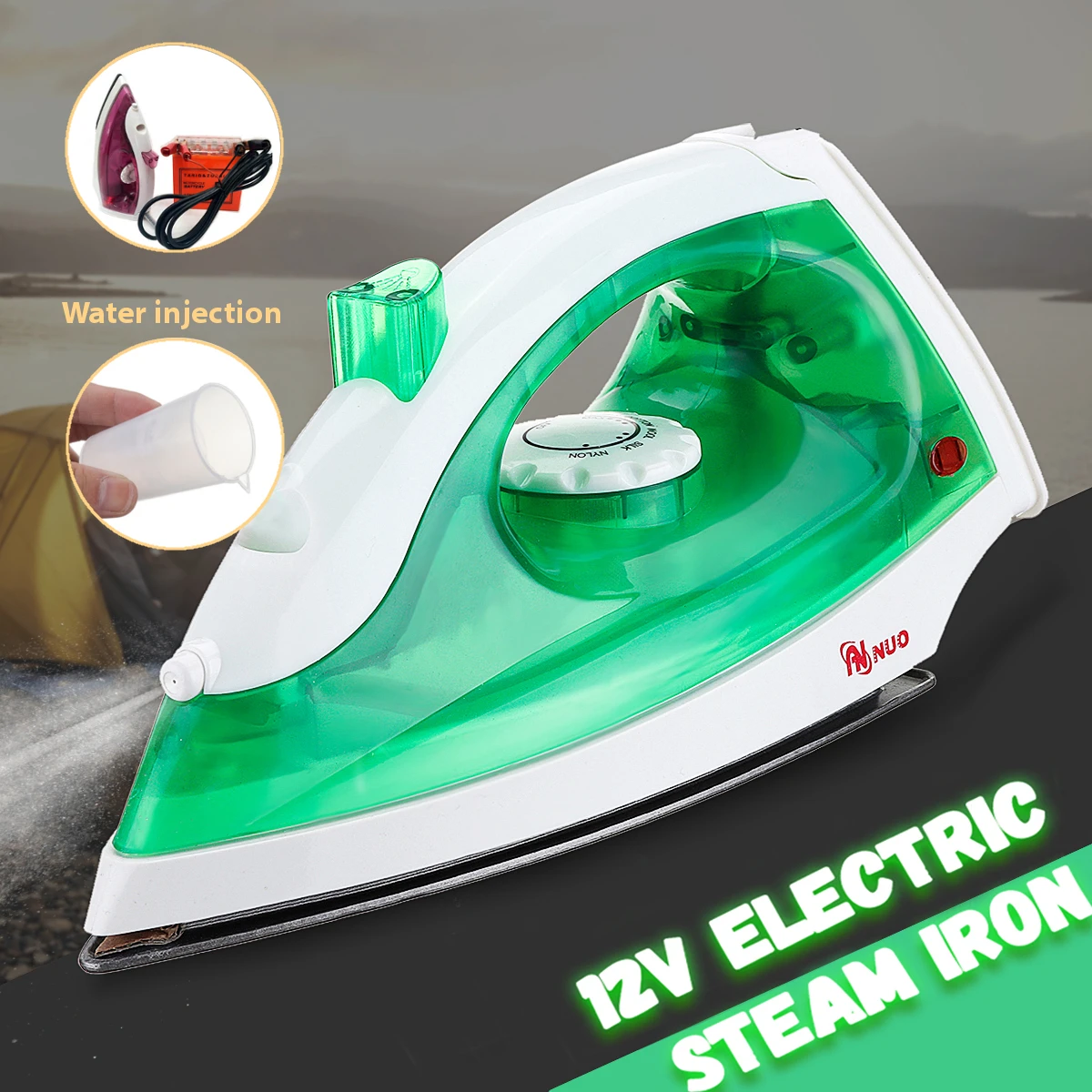 

12V 150W 50Hz Electric Clothes Steam Iron Steamer Flatiron For Camper Travel Outdoor Non-stick Soleplate Spray Mist Feature