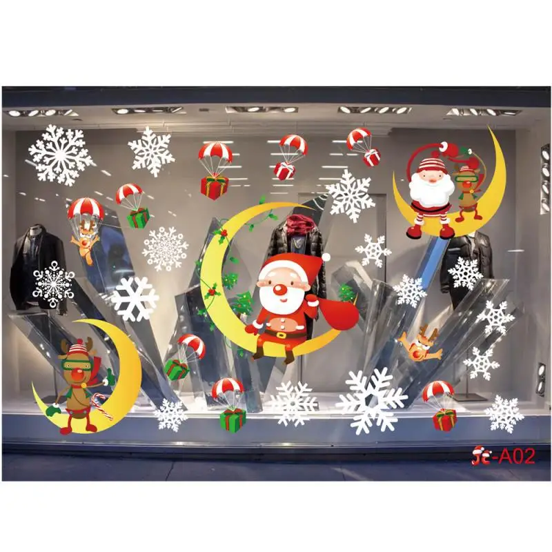 Новогодняя оконная стеклянная ПВХ Наклейка на стену, Рождественская DIY Наклейка на стену в снежный город, домашняя наклейка, Рождественское украшение для дома, товары для дома