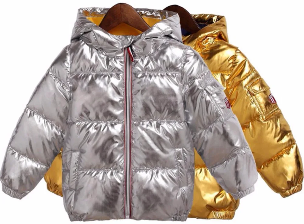 

Winter new children's bread suit big boy men and women silver thick hooded jacket children's down