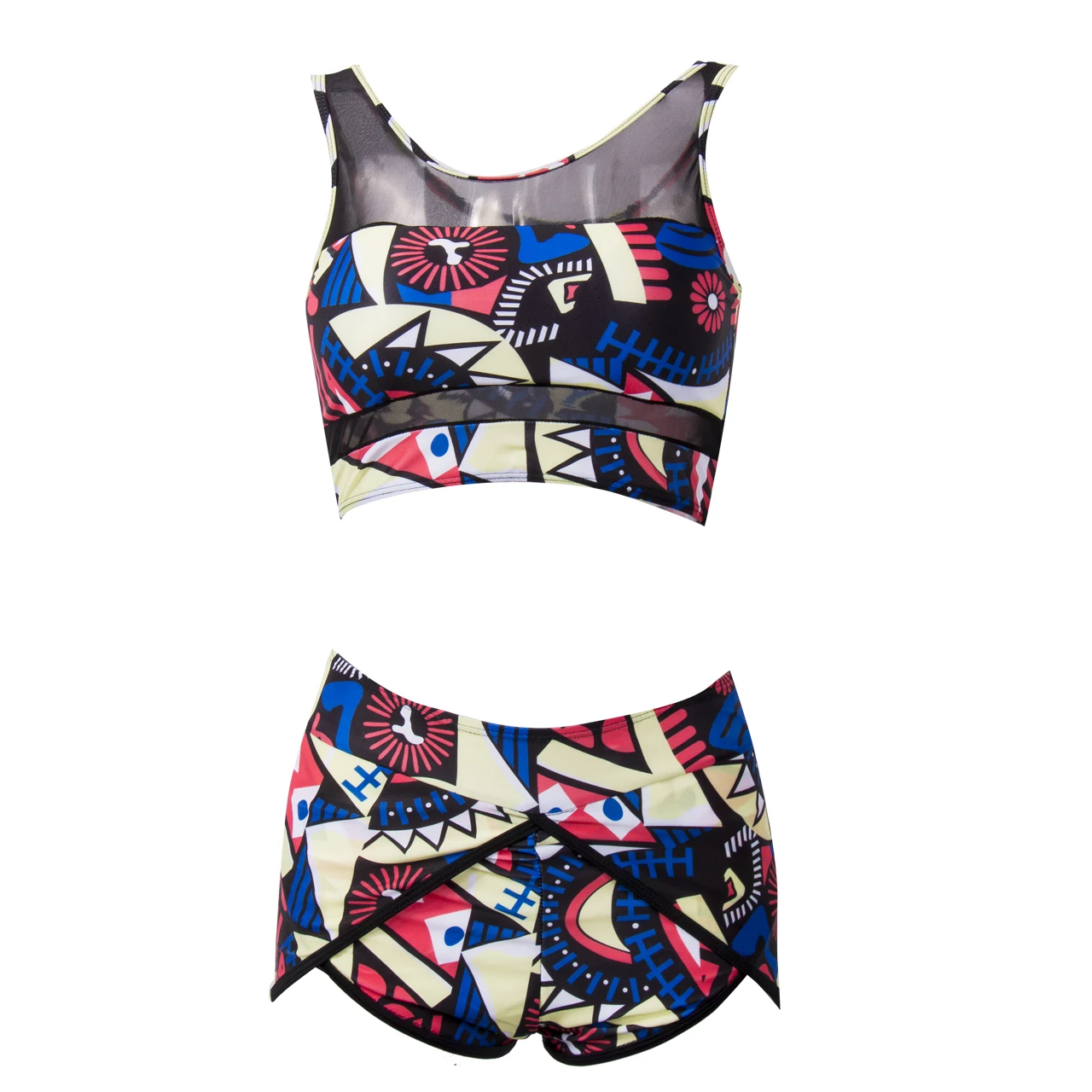 

Women's Two-Piece Suits Beach Swimsuit Multil Color Printed Swimwear High Waist Bathing Push Up Padded Bikini