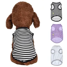 Футболка для собак, кошек, домашних животных, полосатый жилет, удобная Осенняя дышащая одежда для отдыха, тонкая Одежда для питомцев, футболки для маленьких собак, майка для дома