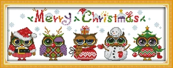 

Christmas Owls Counted Cross Stitch DMC Cross Stitch DIY 11CT 14CT Cross-Stitch Kit Handmade Embroidery for Needlework
