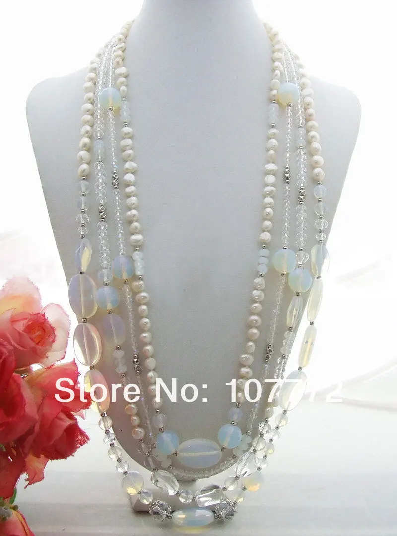 

28-32" Pearl&Quartz&Crystal Necklace free shipment