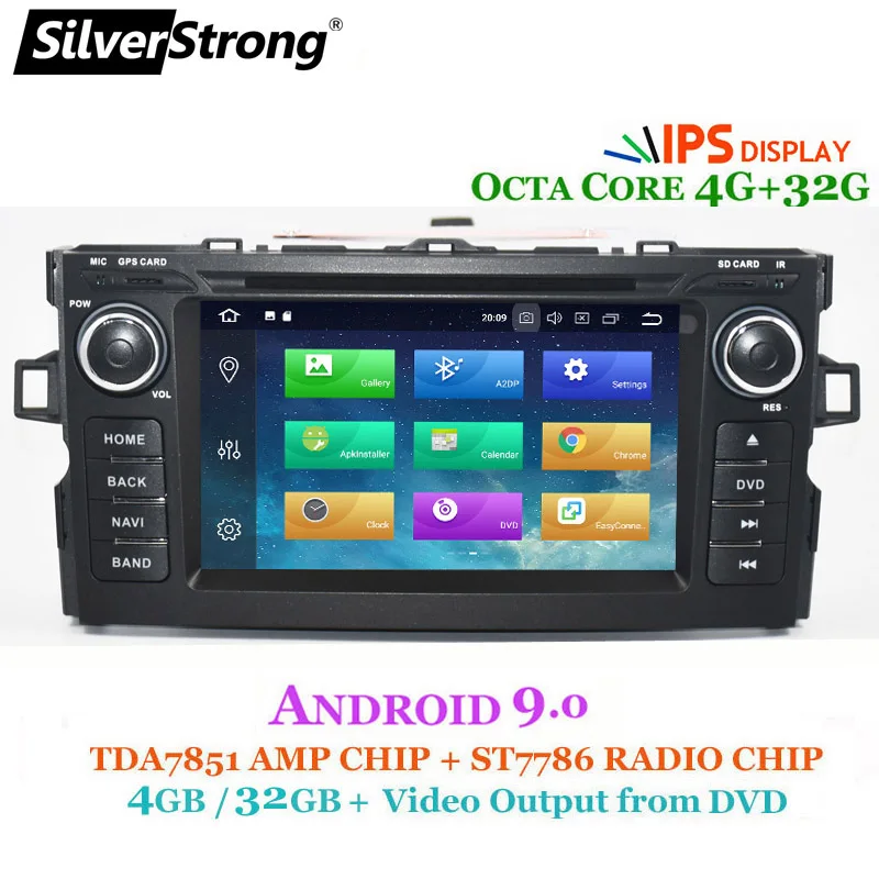 SilverStrong 4 г ram Android9.0 OctaCore автомобильный dvd-плеер для Toyota Auris хэтчбек автомобиль 2din raido gps навигация магнитофон