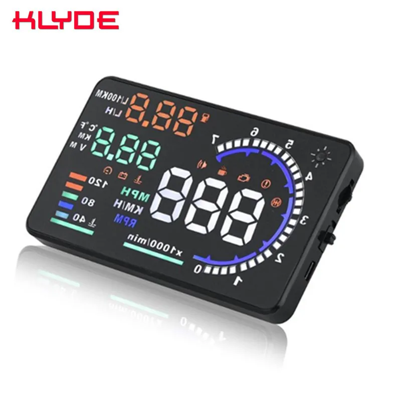

KLYDE A8 5.5" HUD Car Head Up Display LED Windscreen Projector OBD2 Scanner Speed Warning Fuel Consumption Data Diagnostic