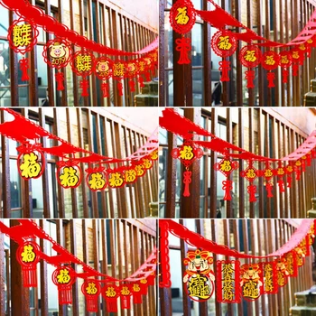 

Hot New Year Supplies Felt Non-Woven Stickers Fu Word Flower Shopping Mall Car decoration