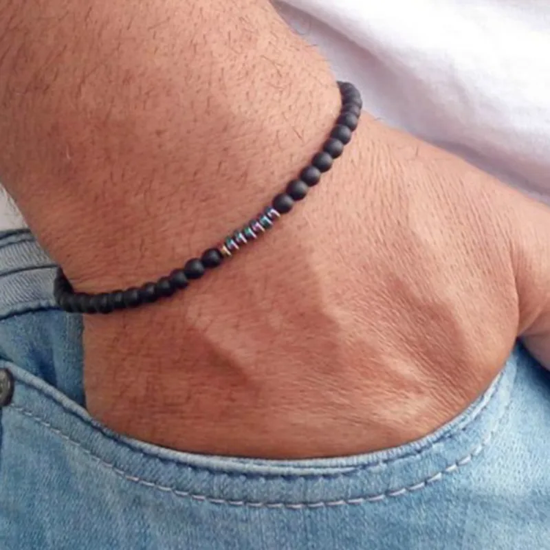 

Fashion Men Bracelet Charms Round Natural Stone Beaded Bracelets Bangles For Men Pulseira Masculina Jewelry Gift