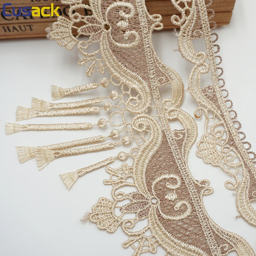 

Cusack 2 yards Embroidery Strip Tassel Lace Ribbon Trims Applique for Sofa Cover Curtain Trimmings Edge Lace Fabric Sewing 12 cm