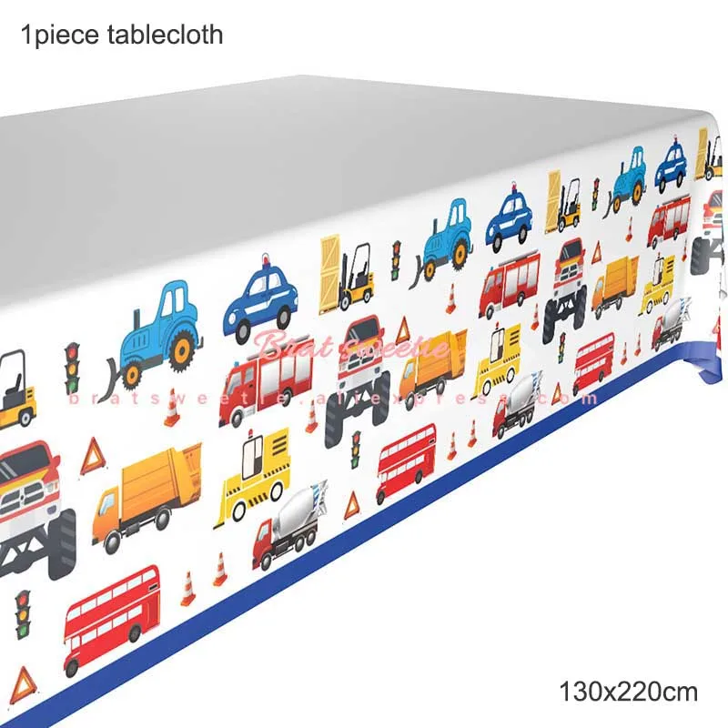Строительных машин вечерние одноразовая посуда тарелка скатерть чашки экскаватор шар экскаватор на день рождения украшения, товары для вечеринки - Цвет: Car tablecloth