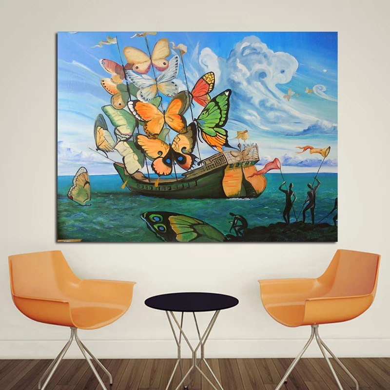 Парусиновые плакаты с принтом бабочки доставка от Salvador Dali настенная живопись