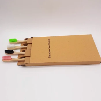 4 PCS Bamboo Toothbrush Natural Eco-friendly Material Small Head Round Bamboo Hard Bristles wooden tooth brush oral care 3