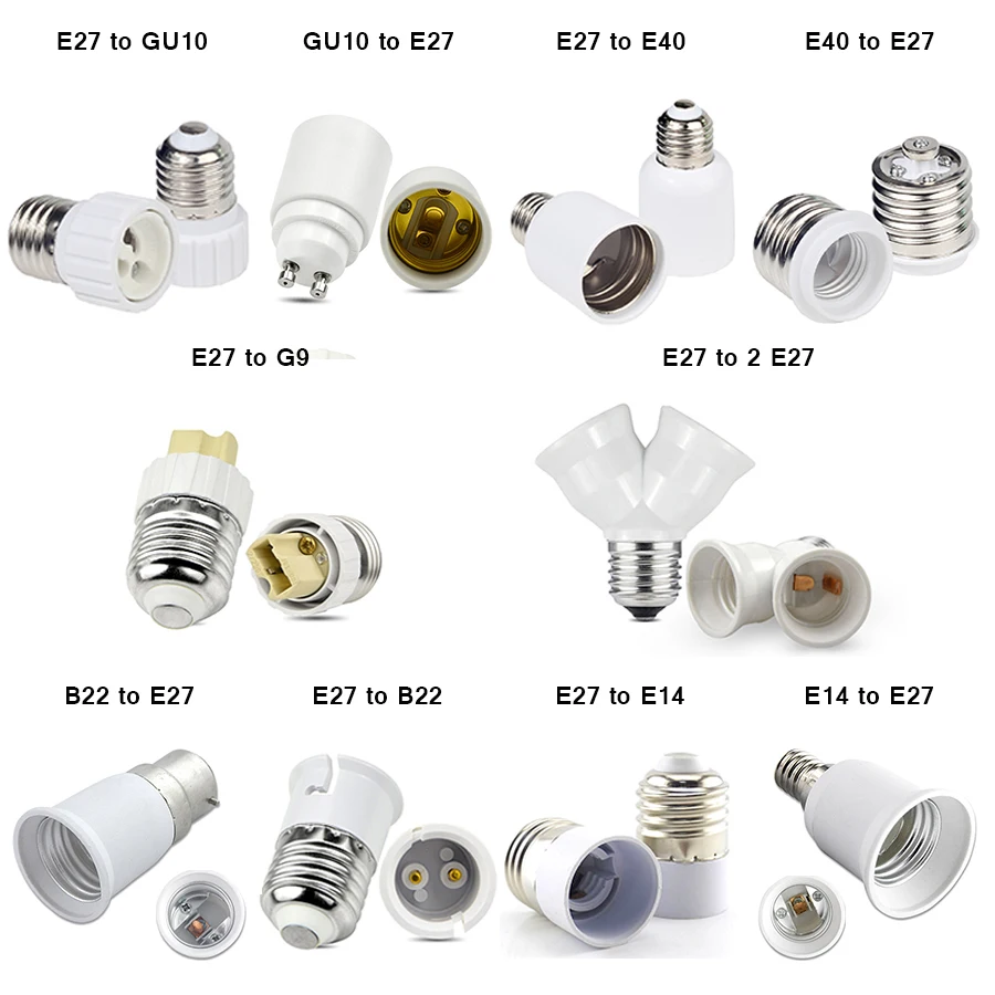 GU10 E27 E14 B22 Light Fitting Adapter Screw Sockets Base Converter Bulb Round LED Bulb Extender Lamp Socket Holder _ AliExpress Mobile