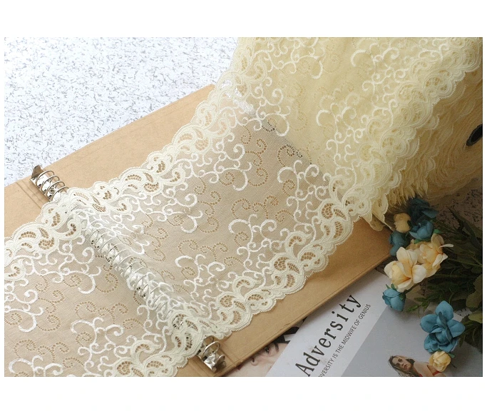 

5 yards/lot good Light yellow 23cm width soft Elastic lace DIY Underwear Bras Lace fabric Handmade clothing decorate accessories