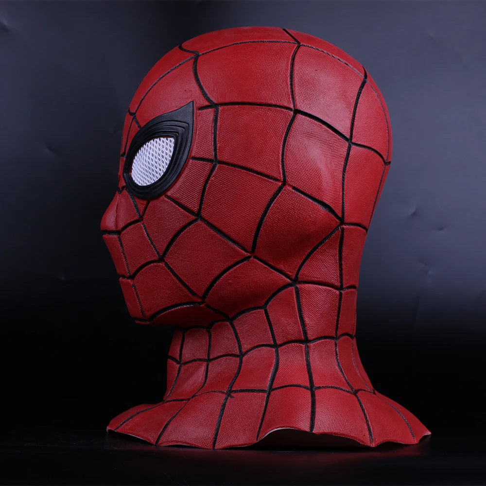 New Avengers Infinity War Superhero Spiderman Mask Red Black Cosplay Full Head adult party Halloween pvc mask prop (15)