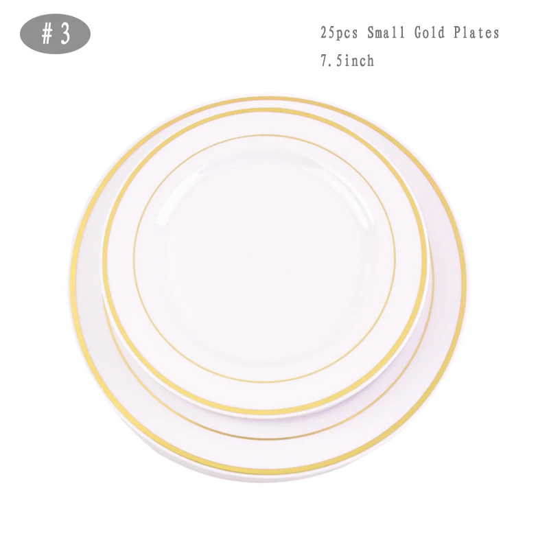 Розовое золото 25 шт одноразовые пластиковые тарелки для посуды 1 шт скатерть 7 шт воздушный шар для свадьбы детский душ принадлежности для дня рождения - Цвет: 25Small Gold Plates1