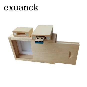 

exuanck Custom Wood DIY logo usb 3.0, 4GB-128GB 10pcs / lot Version memory flash stick pen drive for wedding photography Maple