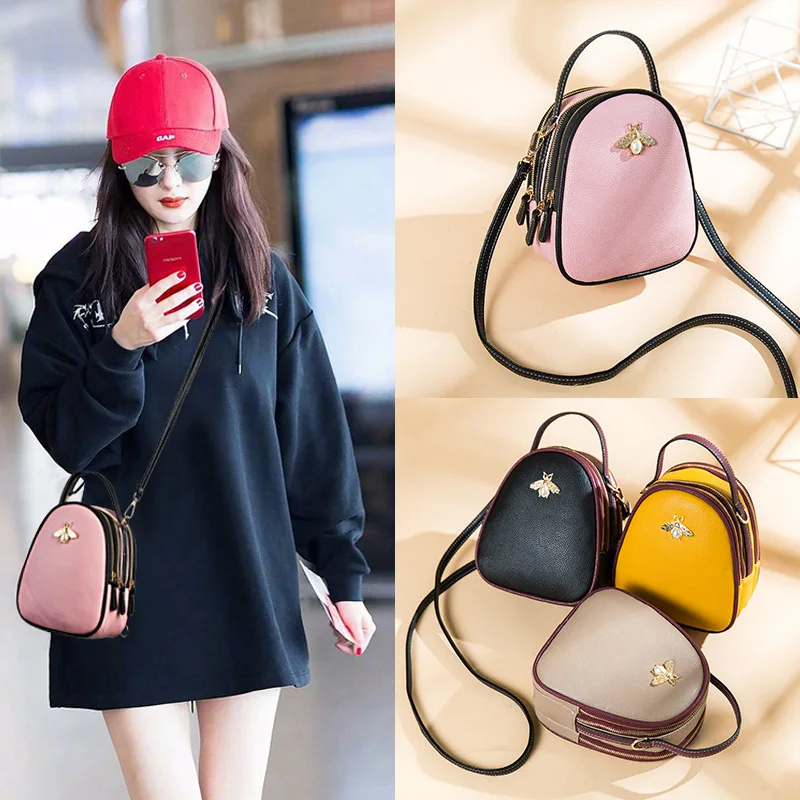 

Korean Version Of The New 2018 Small Bee Shoulder bag Contrast Color Fashion Diagonal Package