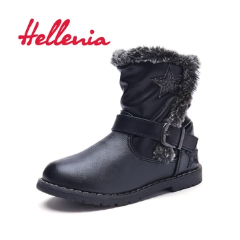 

Hellenia Spring Toddler kids boots girls PU Shoes breathable mesh lining Children Mid Calf Boot boys Brand Black size 24-29