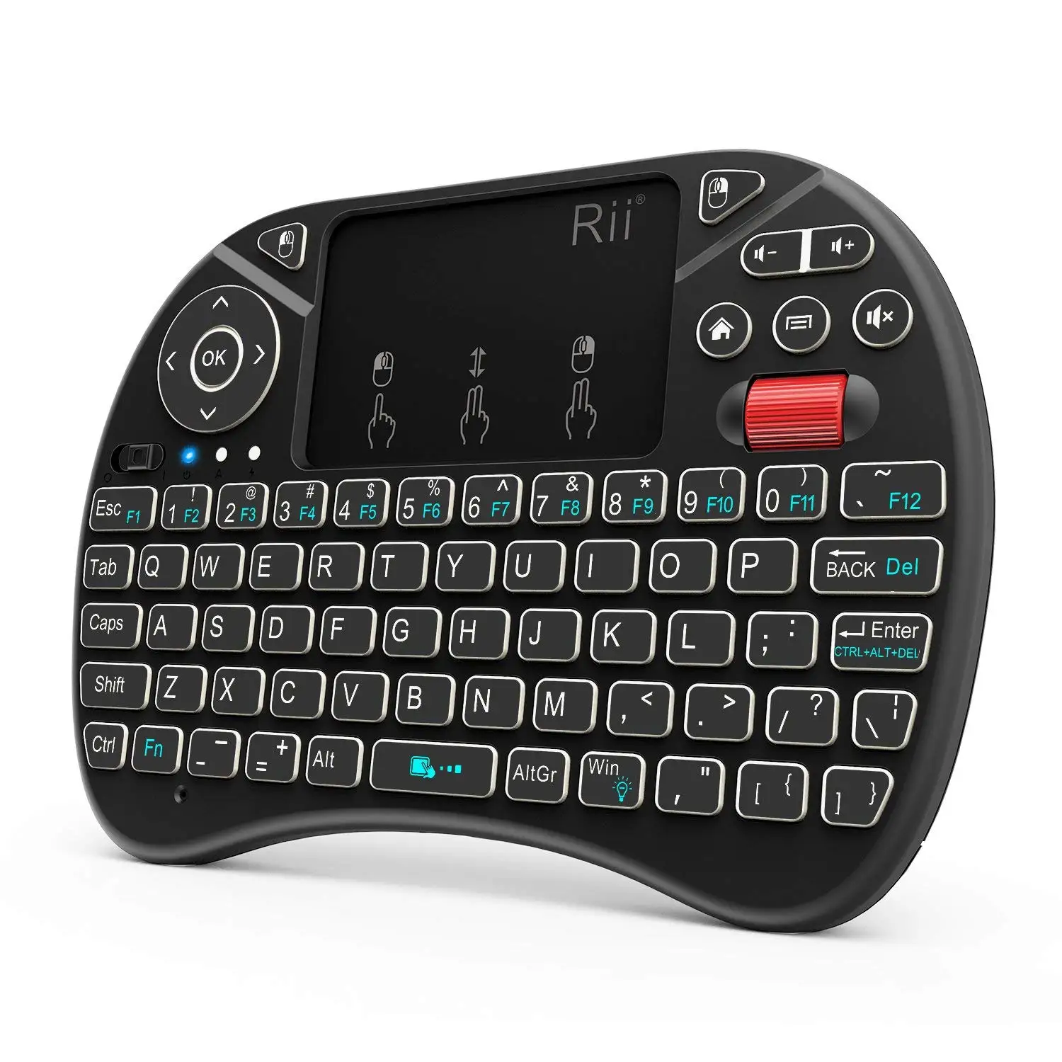 

Mini Wireless Keyboard i8X Portable 2.4GHz Wireless Keyboard with Touchpad Mouse, LED Backlit, Rechargable Li-ion Battery-Black