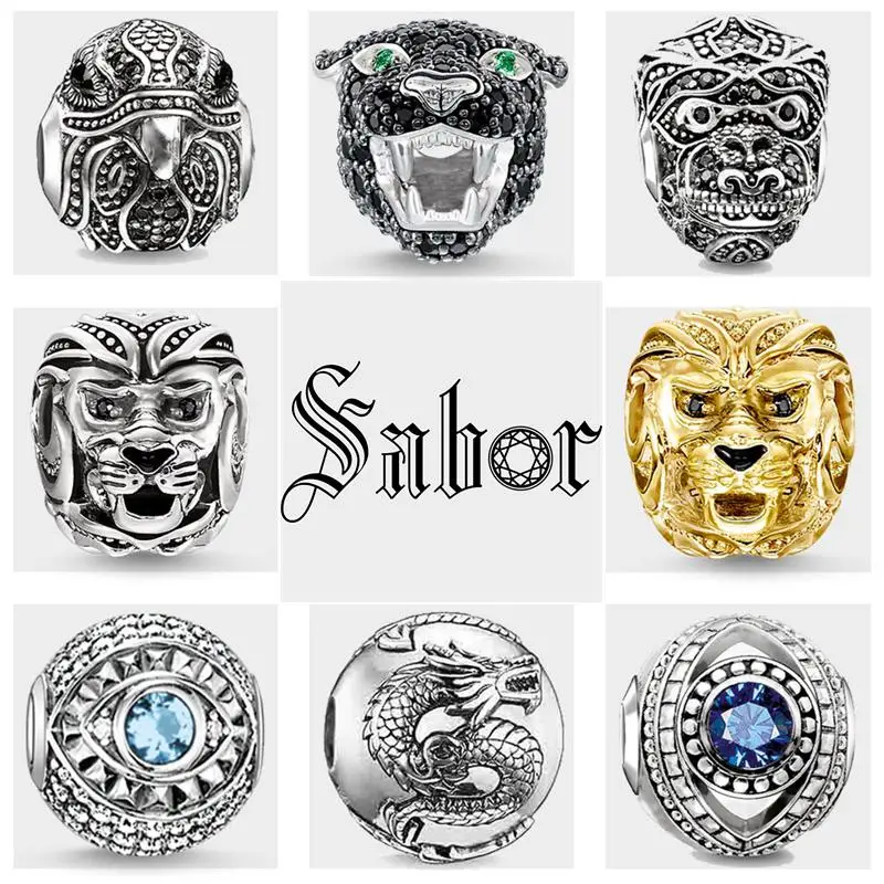 

jewellery DIY Beads Eagle Falcon Gorilla Lion Dragon Charm Fashion Silver Jewelry Gift Women Fit Bracelets Necklace accessories