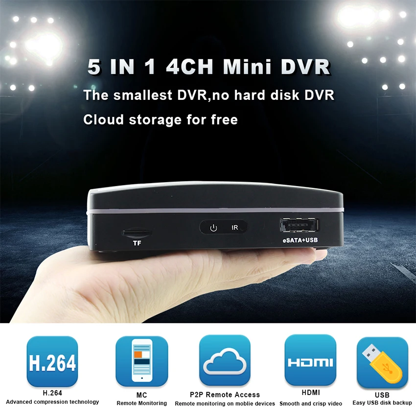  Smar AHD 1080N 4CH 8CH CCTV DVR Mini DVR 5IN1 para CCTV Kit VGA HDMI sistema de seguridad Mini NVR 