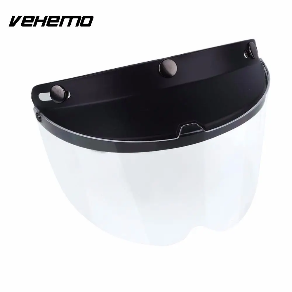 

Vehemo 3-Snap Universal Flip Up Drop Down Sun Visor Shield Lens For Retro Open Face Motorcycle Helmet