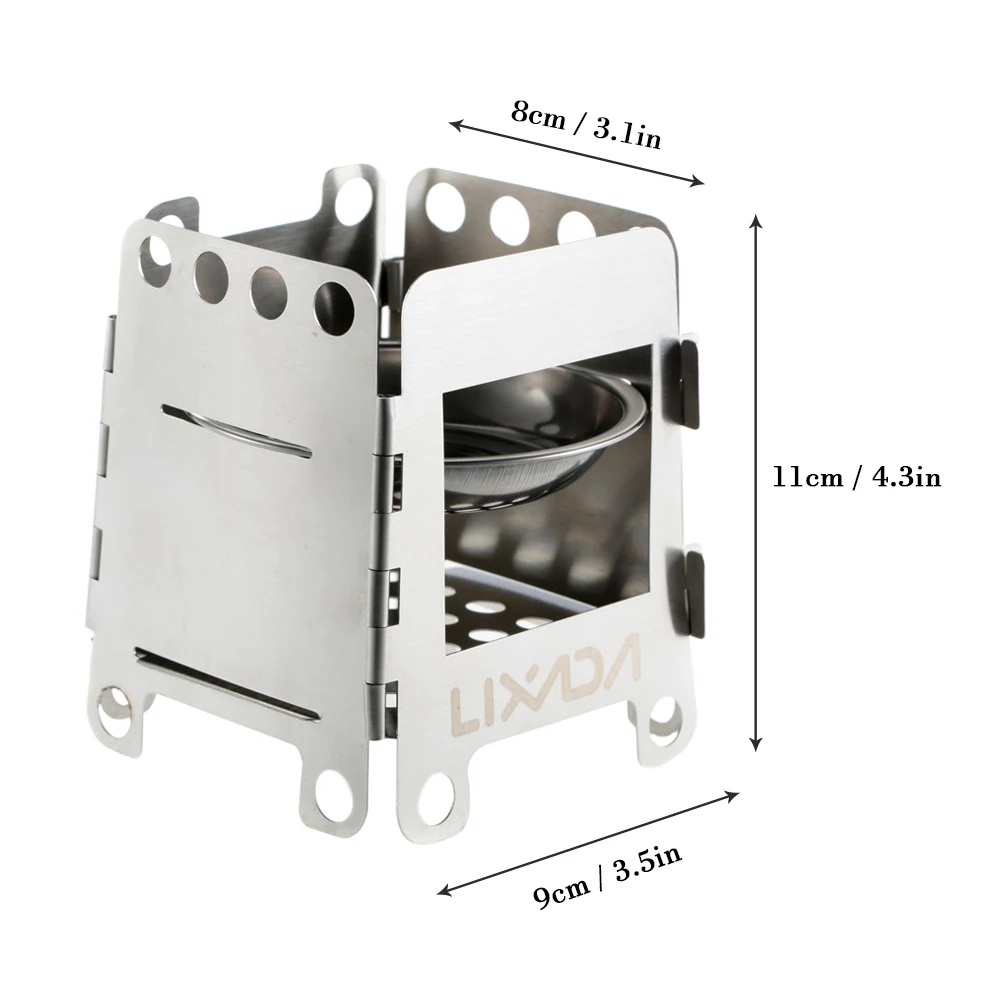 Lixada портативная Легкая Складная дровяная плита из нержавеющей стали с карманами, спиртовая плита для приготовления пищи, кемпинга, альпинизма - Цвет: Stove