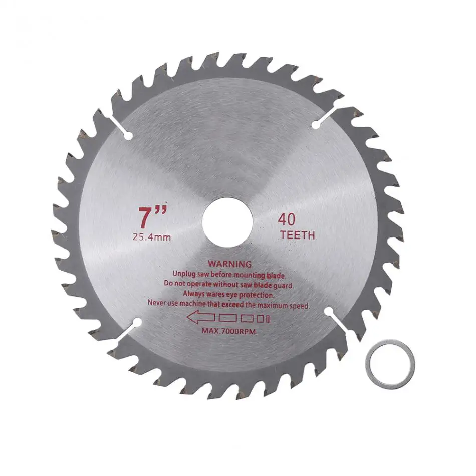 

Circular Saw Blade 7inches 40T Teeth Cemented Carbide Circular Saw Blade Wood Cutting Tool Bore Diameter 25.4mm Sawing Machine