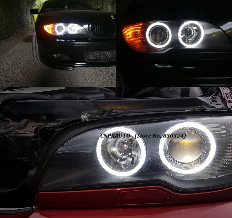 4x106 мм хлопковые светодиодсветодиодный фары Angel Eyes Halo Ring для BMW E46 Coupe Facelift 2004