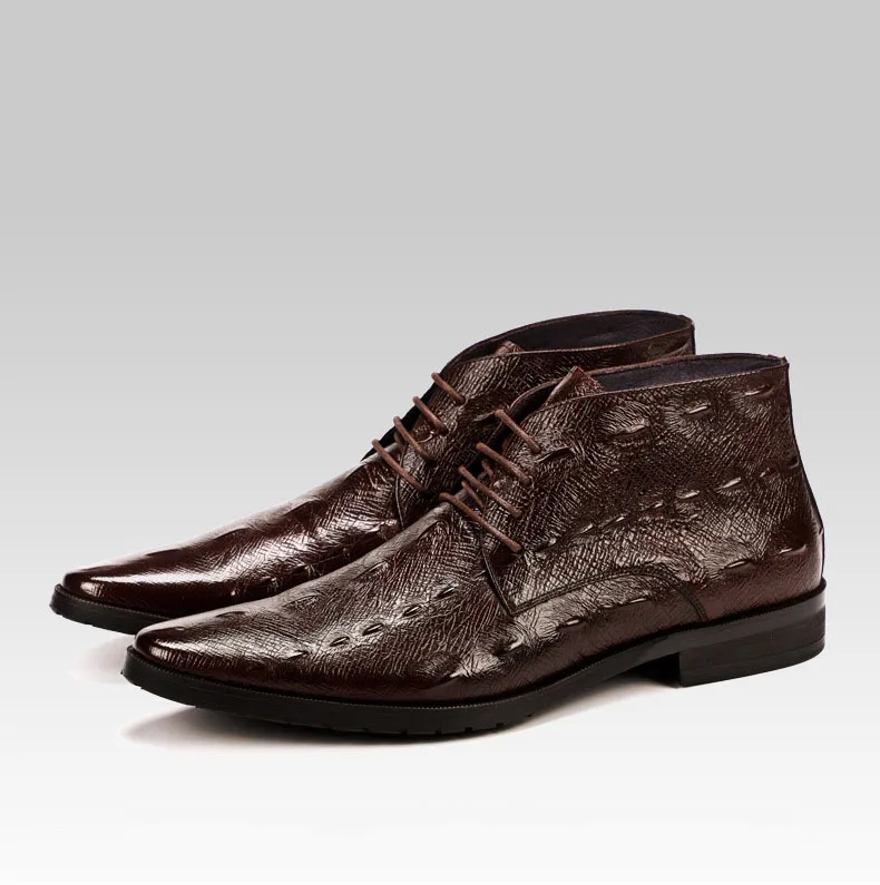QYFCIOUFU/; модные офисные Мужские модельные ботинки ручной работы с крокодиловым узором; мужские повседневные ботильоны из натуральной коровьей кожи с острым носком