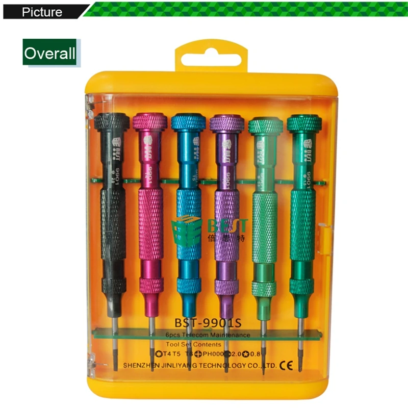 

6PCS Precision Screwdriver Set Magnetic Electronic Screwdrivers Set for Mobile Phone Notebook Laptop Tablet iPhone iPad BST-9901