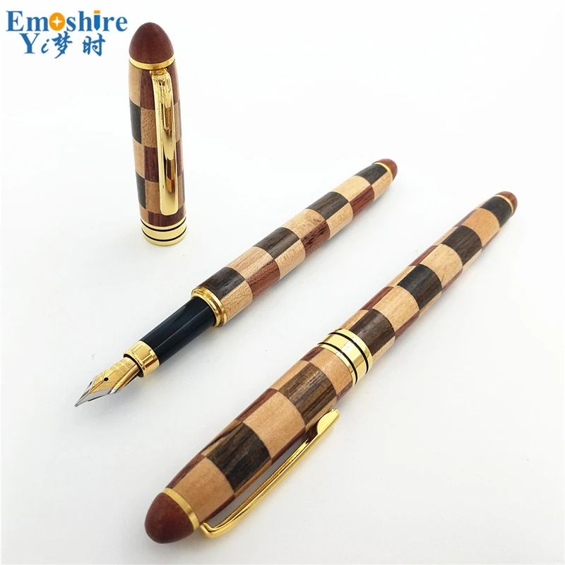 

New Arrival Small Square Hand-painted Wood Fountain Pen Maple Fountain Pen For School Office Supplies High-grade Stationery P118