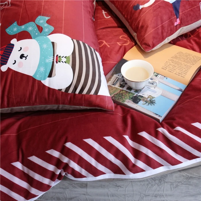 Мягкие флисовые наборы постельного белья из ткани постельное белье пододеяльник простыня/простыня наволочка рождественские комплекты постельного белья