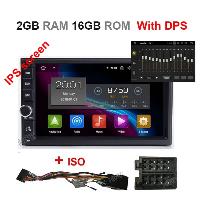" ips экран DSP 2 DIN Универсальный Android 9,0 Автомобильный мультимедийный плеер gps для NISSAN toyota HYUNDAI Радио стерео ПК без DVD плеера - Цвет: Standard ISO DSP
