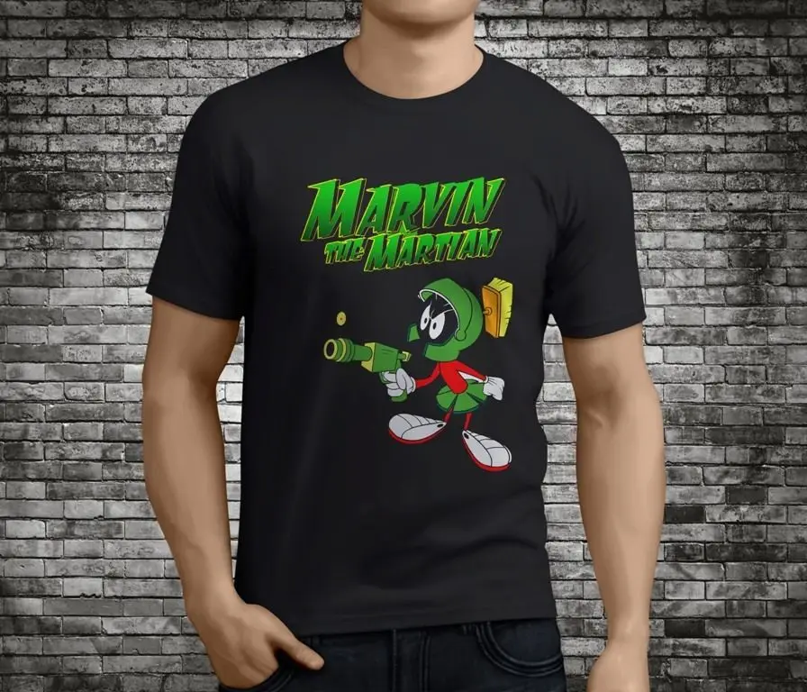 New Popular Marvin the Martian Black T-Shirt Size S-3XL Cheap wholesale tees 100% Cotton For Man Classic tee | Мужская одежда