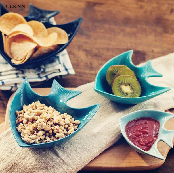 

Nature Style Creative Sea Fish Bowl Oven Baking Bowl Snack Cutlery Set Breakfast Dishes Cute