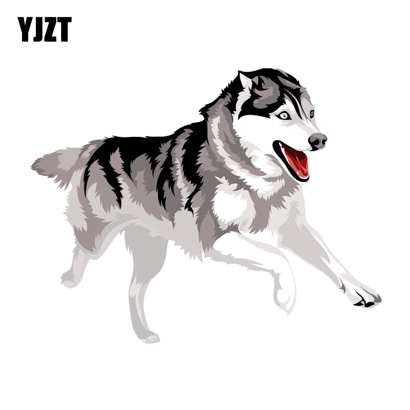 

YJZT 16.1CM*12.7CM Funny Running Wolf Head Decal PVC Motorcycle Car Sticker 11-00548