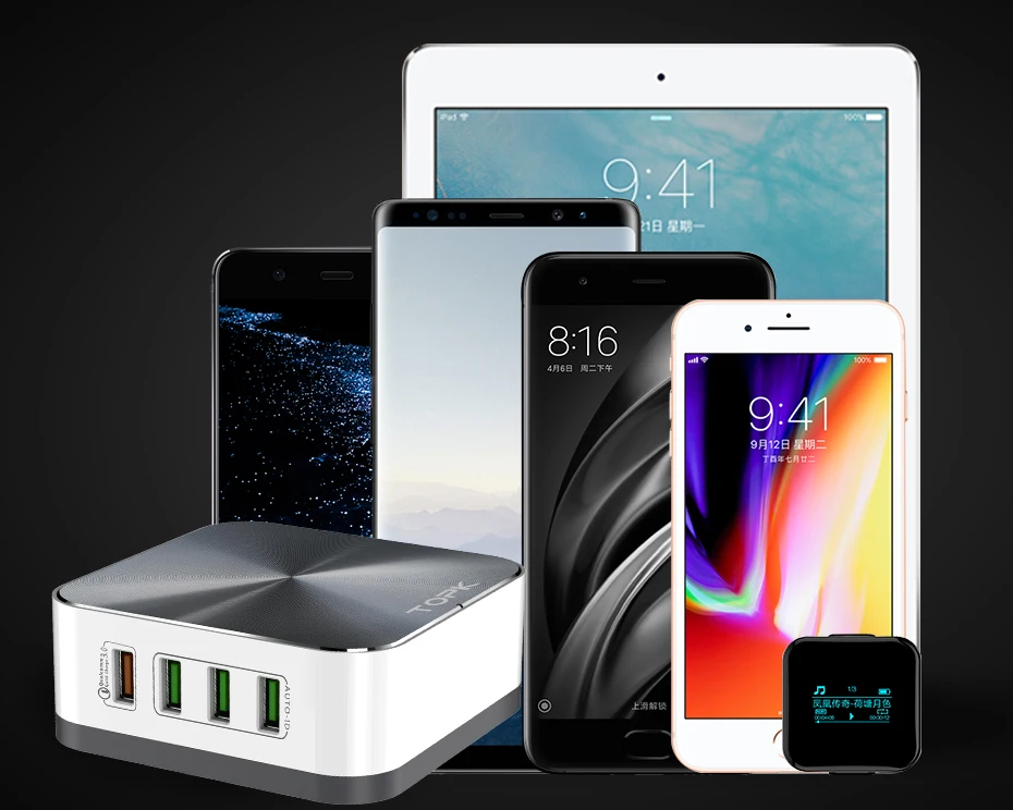 TOPK B829Q 8-Порты и разъёмы 50 Вт Quick Charge 3,0 USB Зарядное устройство для iPhone samsung Xiaomi huawei EU/US/UK AU разъем для рабочего стола, Быстрый Телефон Зарядное устройство