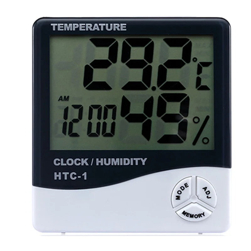 

MOSEKO Indoor Room LCD Electronic Temperature Humidity Meter Digital Thermometer Hygrometer Weather Station Alarm Clock HTC-1