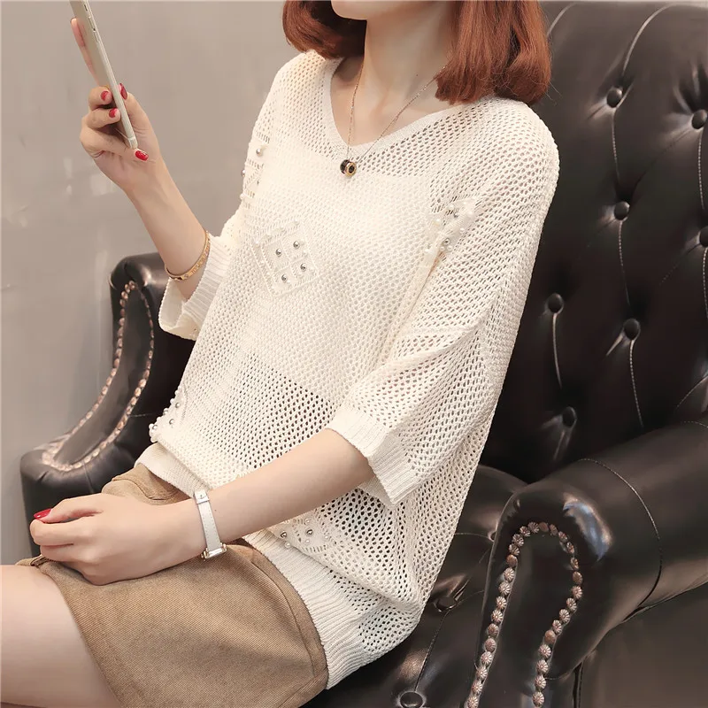 short sleeve sweater F2518 cream