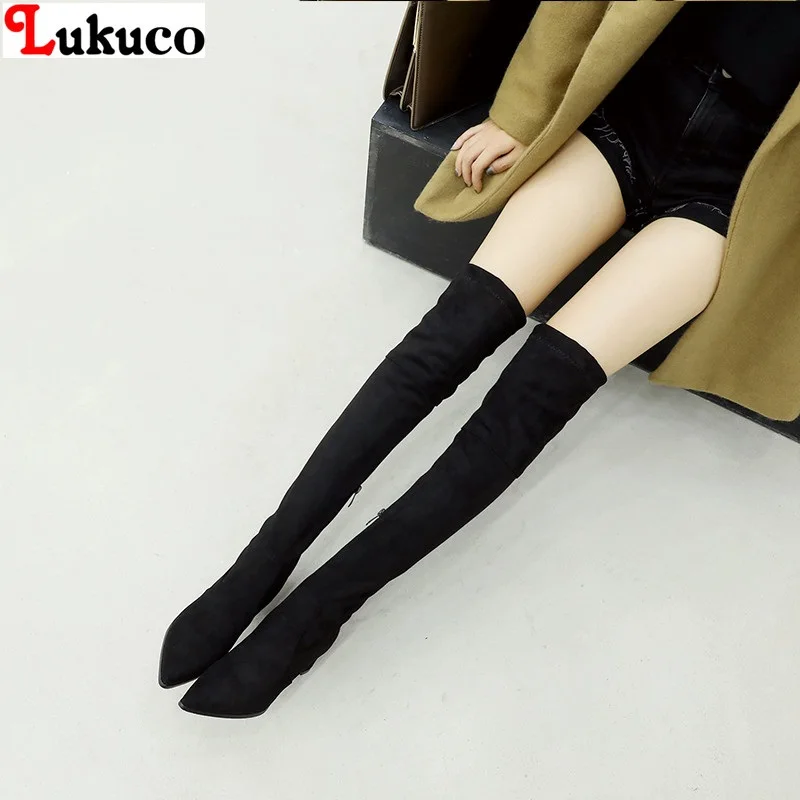 

New Arrival Flock Leather Winter Boot Plus Size 34-48 Short Plush Botas Over The Knee Women Boot Handmade Warm Plush Shoes Woman